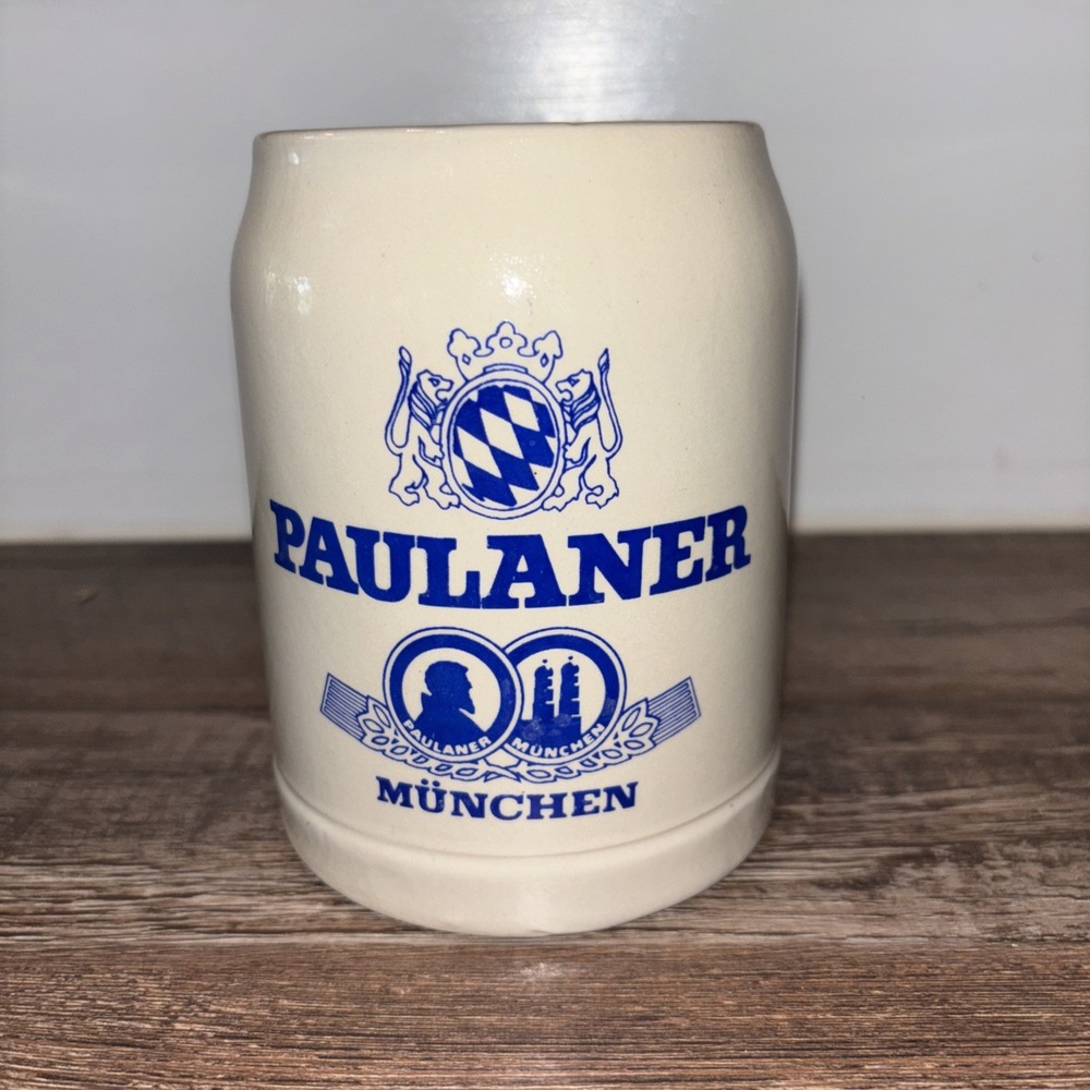 PAULANER Salt Glaze White Stoneware 0.5 Lt. Mug - 5" tall